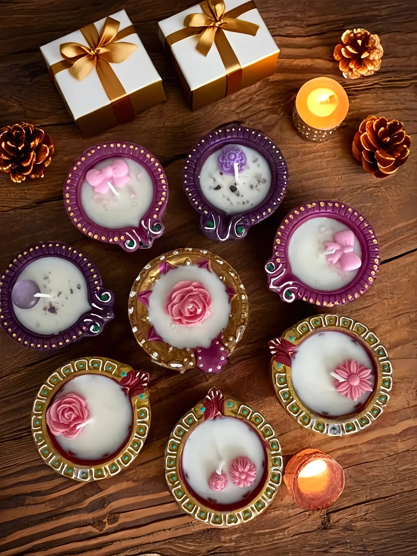 4-Piece Diya Candle Set + Gift Box- Buy 3 Get 1 Free