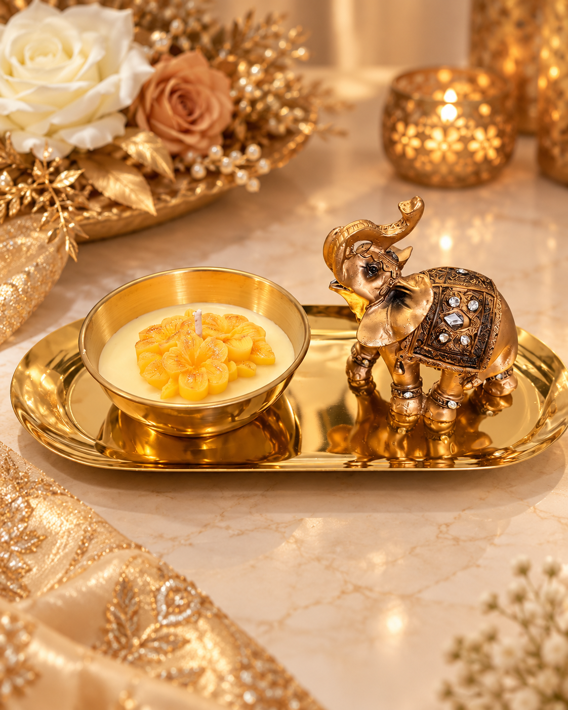 Royal Elephant Candle Platter